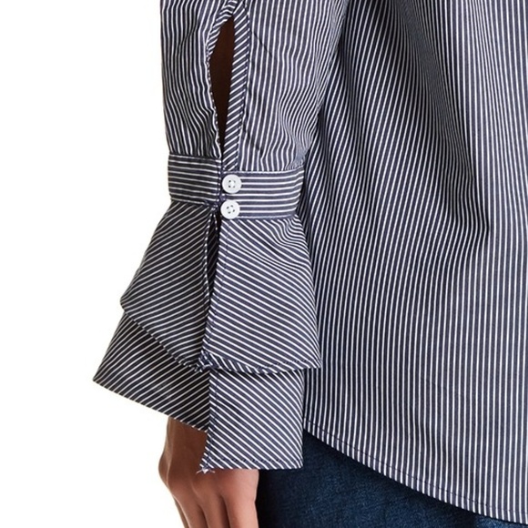 14th & Union Long Sleeve Floral Embroidered Stripe - Picture 3 of 3